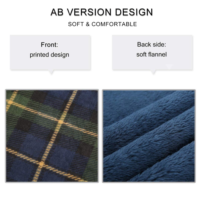 XING YE CHUAN Fleece Wearable Blanket, Comfy Poncho Throw with Buttons, Plush Sleeveless Blankets, for Women Cape Wrap Cover for Lightweight Microfiber Plaid Design (Green) - Image 3